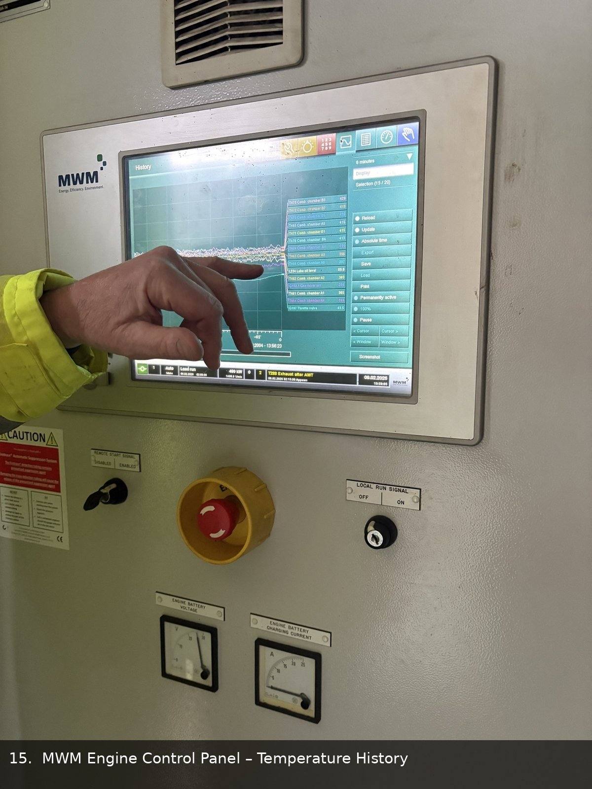 Mwm engine control panel temperature hi